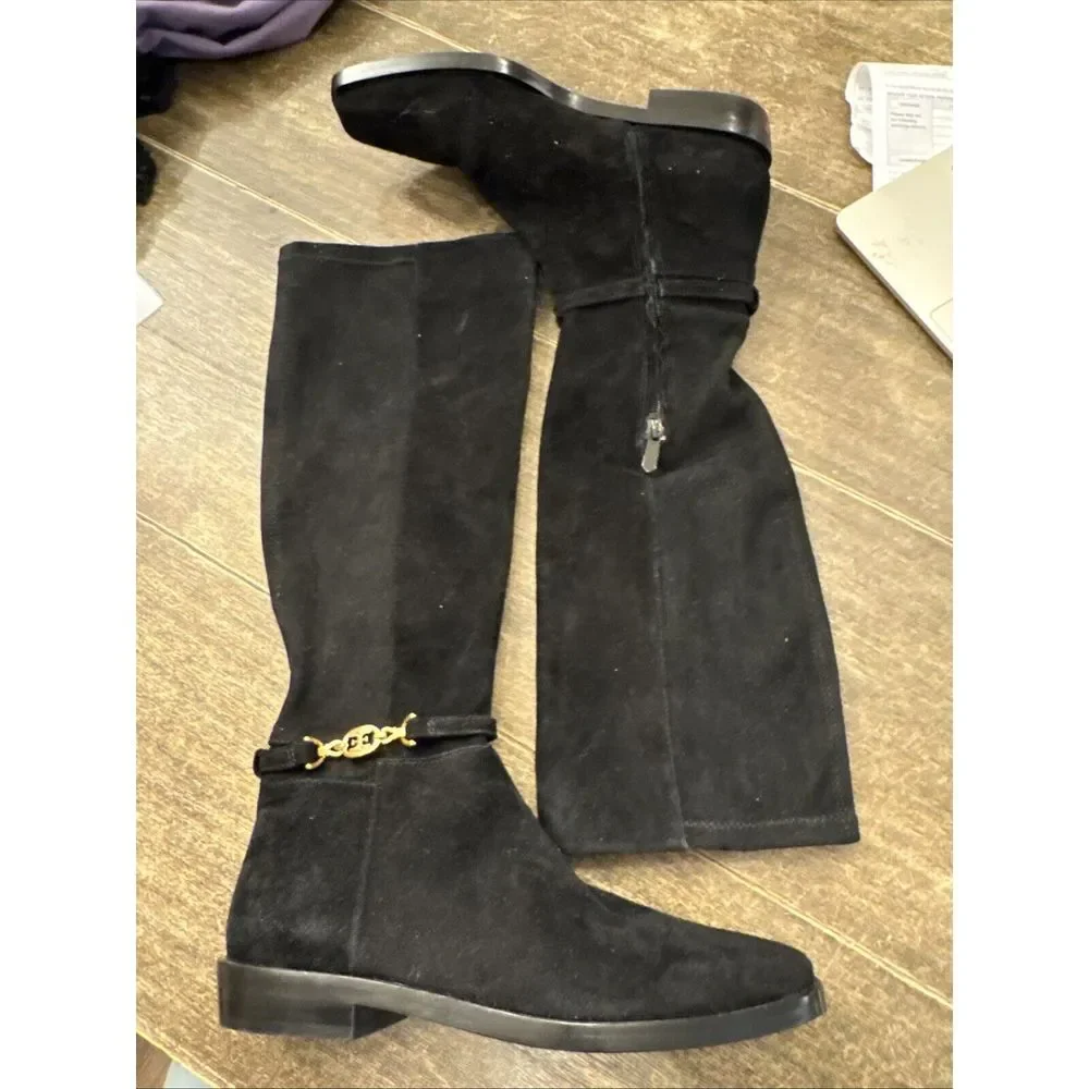 Sam Edelman Clive Embellished Riding Boot Black Women's Size 10.5‎